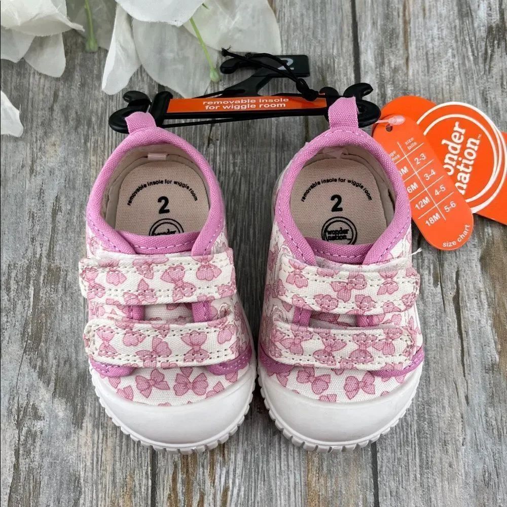 Baby Girls Two Strap Bump Toe Sneakers Shoes Size 2